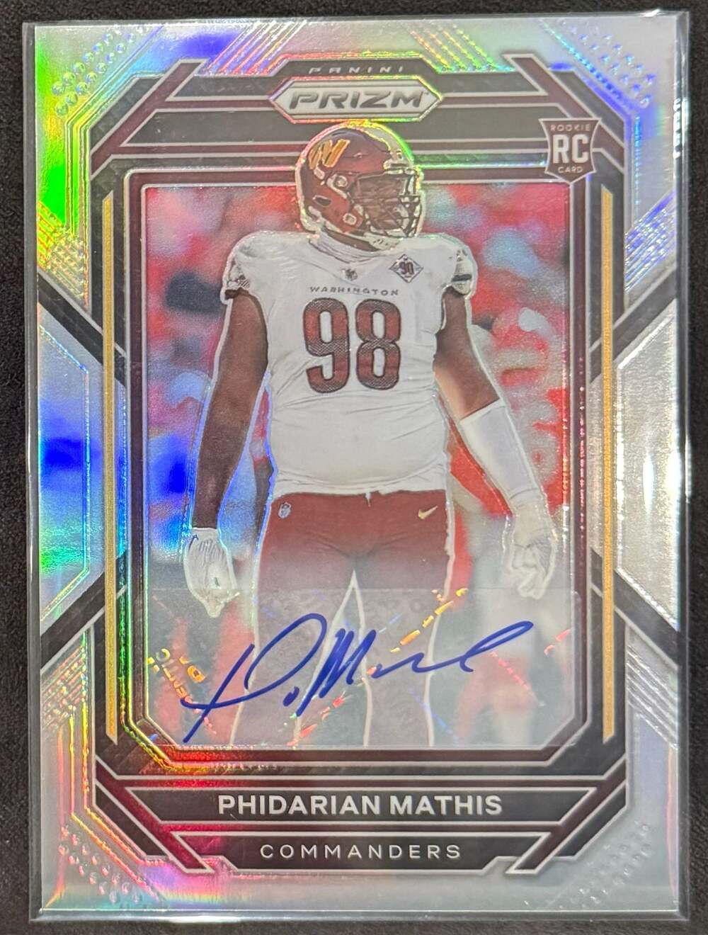 2022 Panini Prizm Rookie Autograph #390 Phidarian Mathis Commanders Football Car
